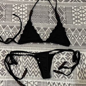 Yandy Black Beaded Bikini Set